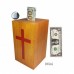 FixtureDisplays® Box, Wood Collection Donation Church Offering Coin Collection Fundraising w/ verse 10886